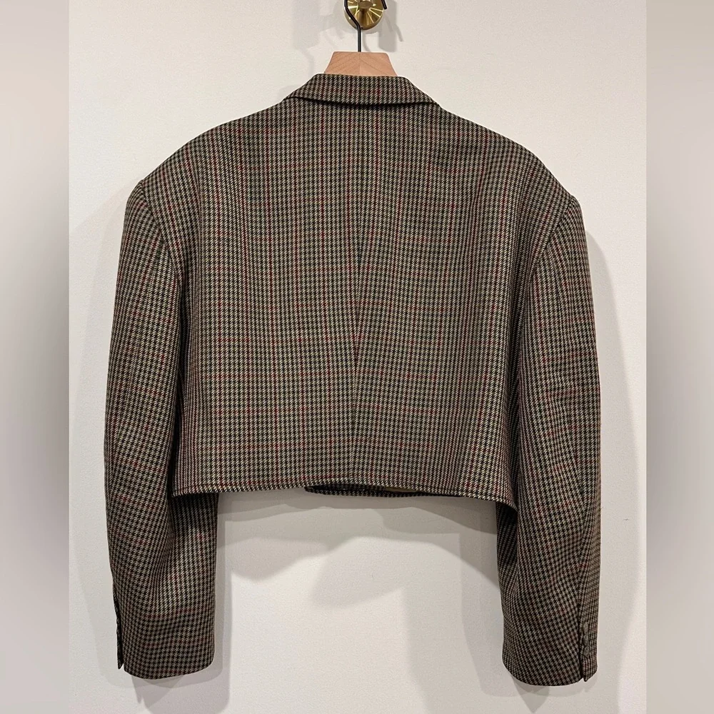 Refashioned Vintage Multicolor Houndstooth Mens Blazer Cropped Oversized OOAK XL